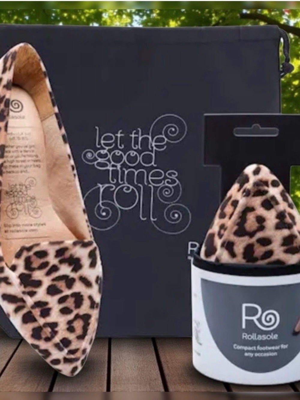 Rollasole Leopard-Print Foldable Ballet Flats in Brown & Black